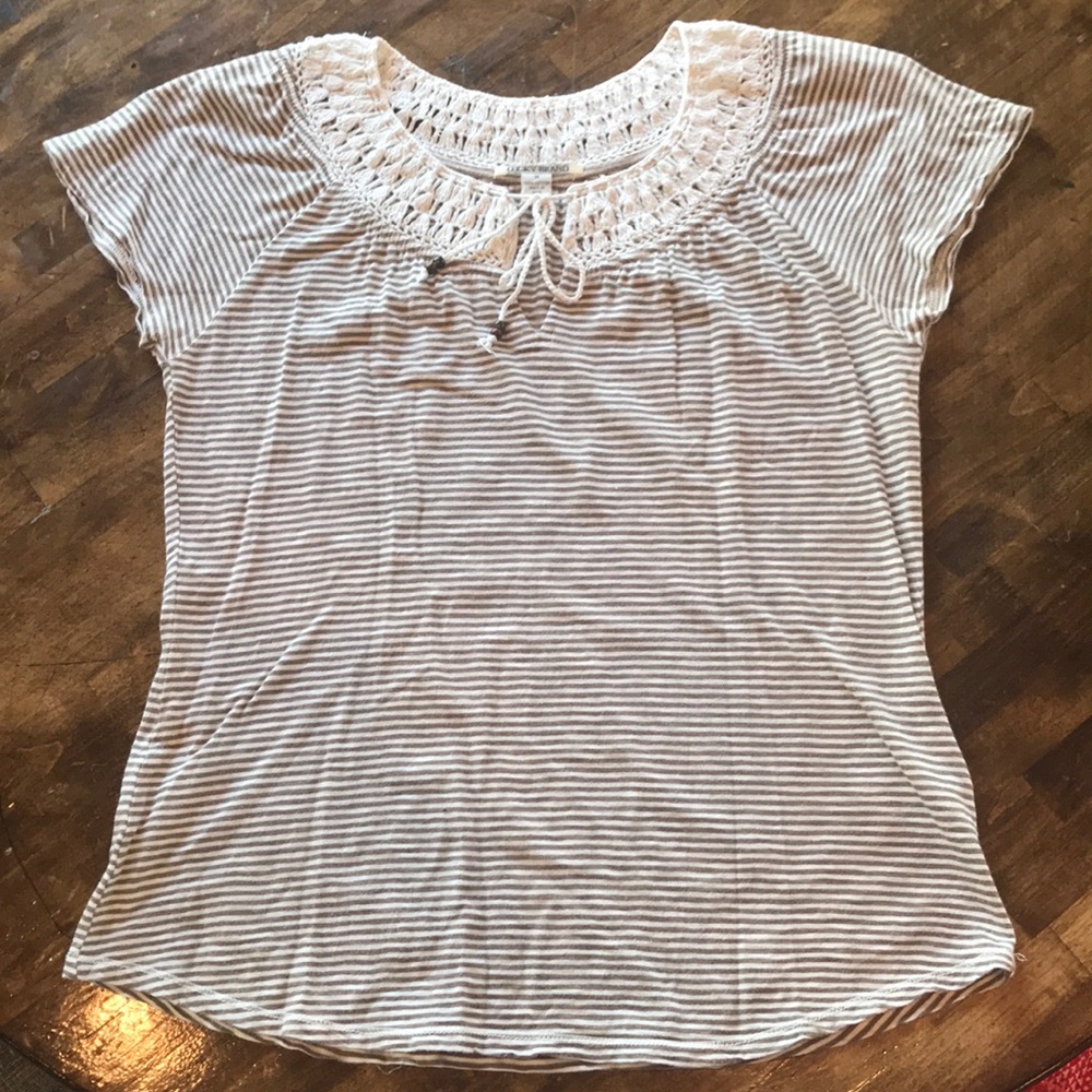 Lucky Brand Crochet Short Sleeve Top